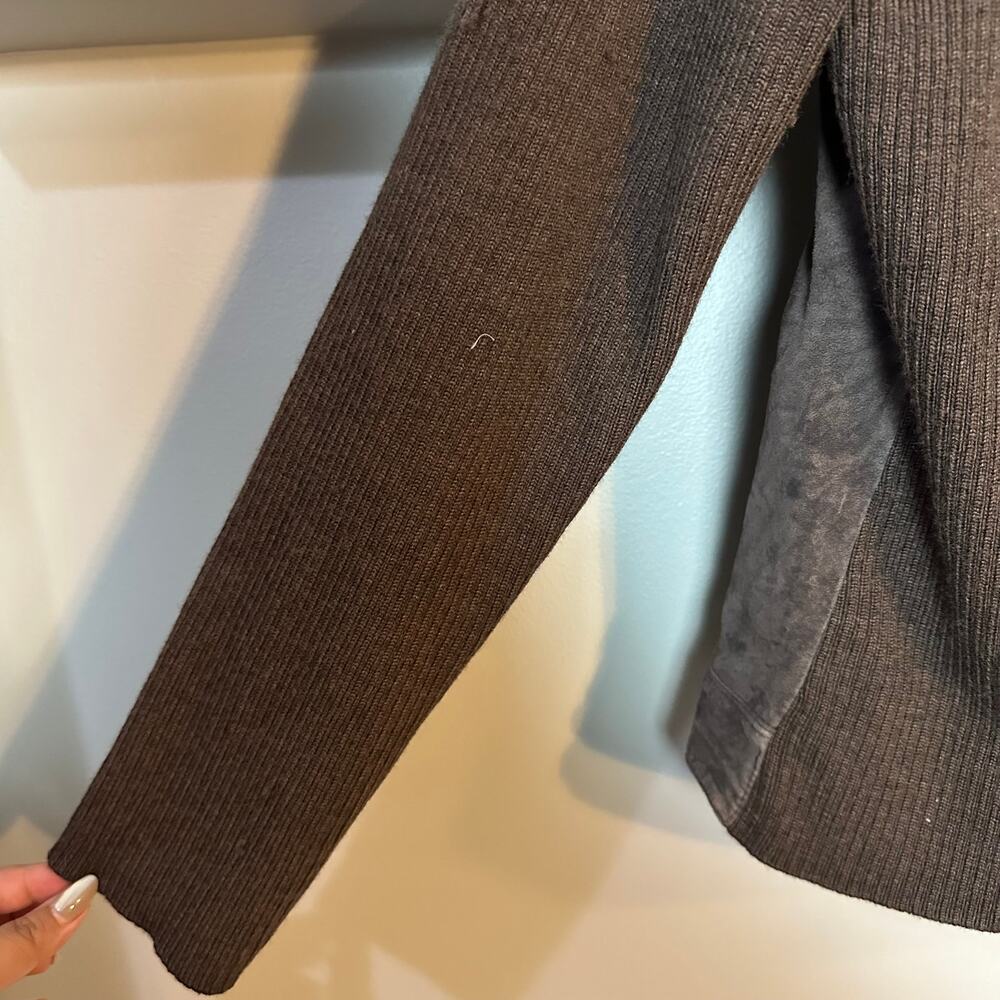 Pendleton Brown Leather & Merino Wool Jacket SZ LARGE Full Zip Knit Classic Coat - Picture 10 of 11